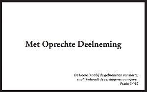 Met oprechte deelneming - zwart met Bijbeltekst SV - kaarten